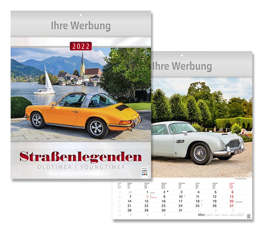 Bildkalender "Straßenlegenden" 2022 mit historischen Automobilen mit Charisma bei Schuler Werbeartikel