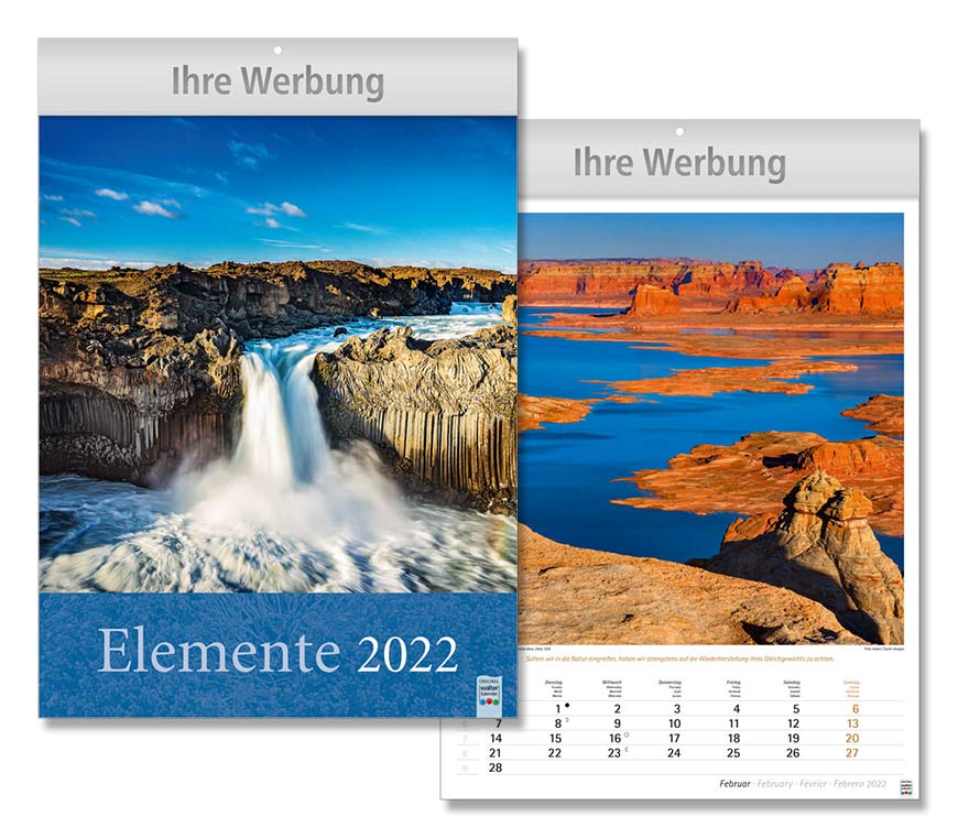 Bildkalender "Elemente" 2022 mit spannenden Aufnahmen der vier Elemente bei Schuler Werbekalender