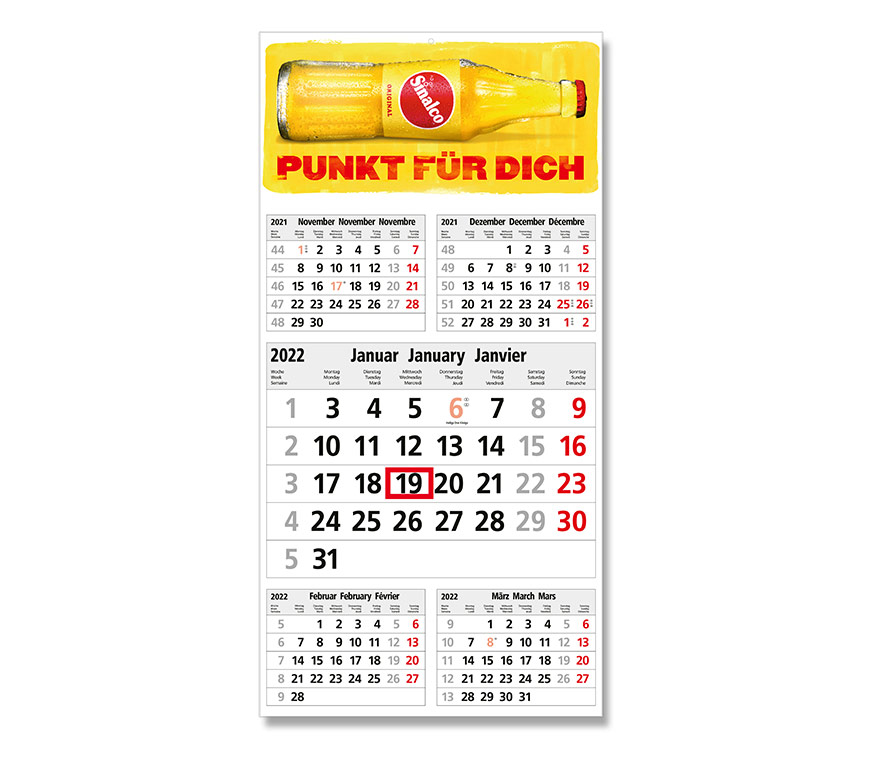 Fünf-Monatskalender "COMMERCE 5 A" für 2022 als Einblatt-Kalender im Hochformat bei Schuler Werbekalender