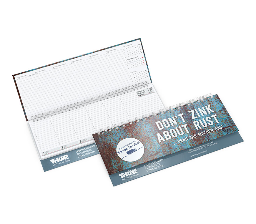 Querterminkalender "Ideal" 2022 mit Einband aus Karton bei Schuler Werbepräsente
