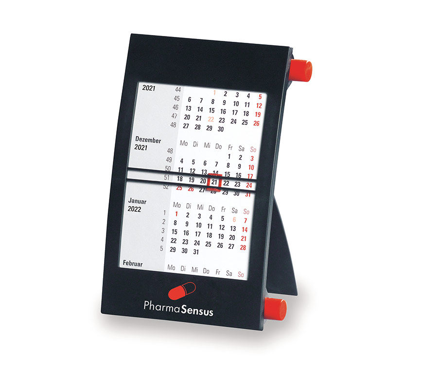 Tischkalender "Mini Drehfix" für 2022 als 2-Jahreskalender in schwarz oder weiß bei Schuler Werbemittel