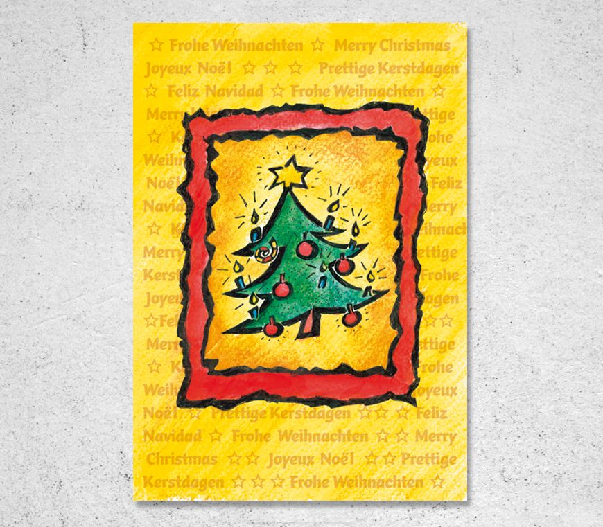 Karte "Weihnachtlicher Glanz" in aufklappbarem Hochformat bei Schuler Werbemittel