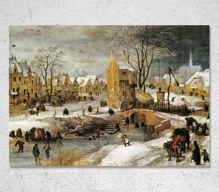 Klappkarte "Winterliches Dorf" gemalt von Joos de Momper d.J. bei Schuler Werbeartikel