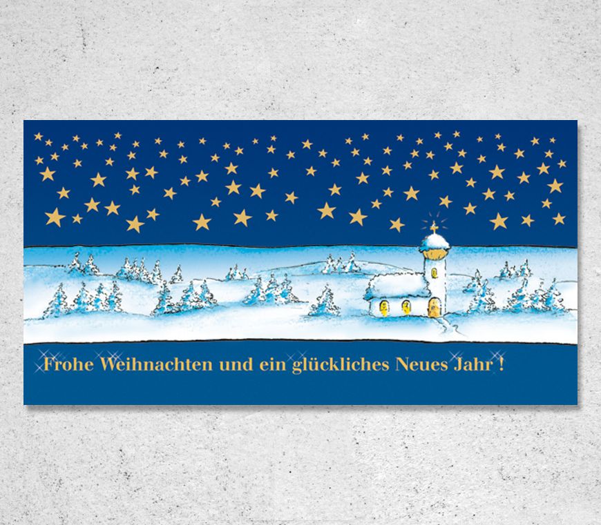 Weihnachtskarte "Heilige Nacht" in aufklappbarem Querformat bei Schuler Werbeartikel