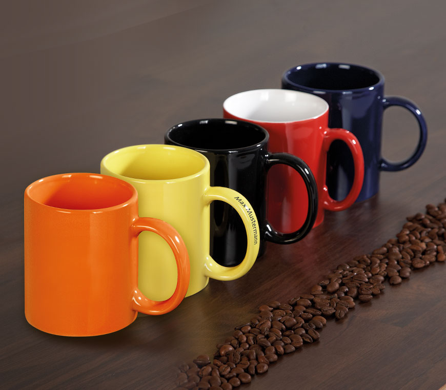 Keramiktasse "Carina Serie" in sechs verschiedenen Farben mit einer Füllmenge von 0,3 l bei Schuler Werbeartikel